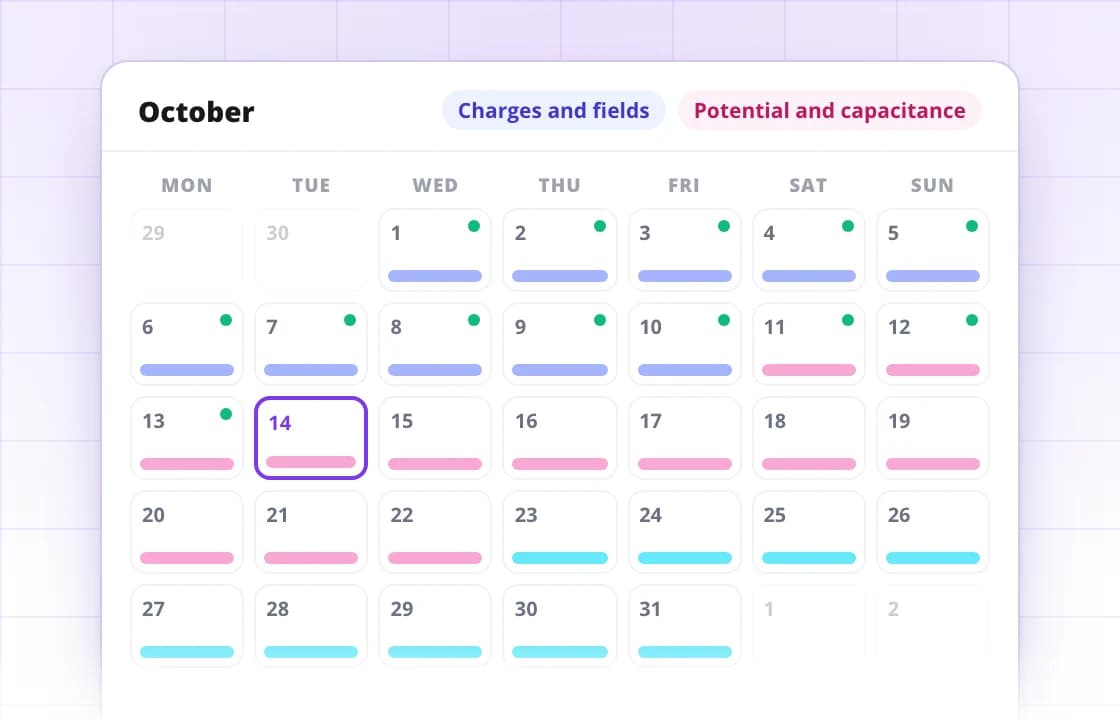 Study Planner: Your whole plan on a calendar